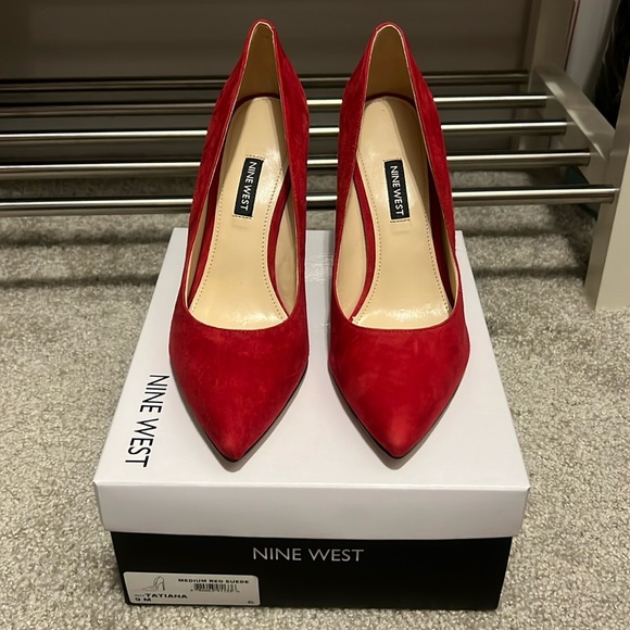 Red Heels - Suede - NINE WEST - Never Worn - Picture 1 of 7